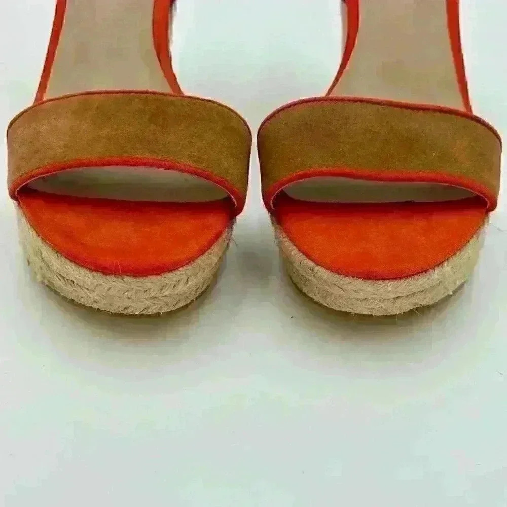Saks Fifth Avenue Espadrilles - Cognac Tan & Orange - Size 7.5 - Picture 2 of 7